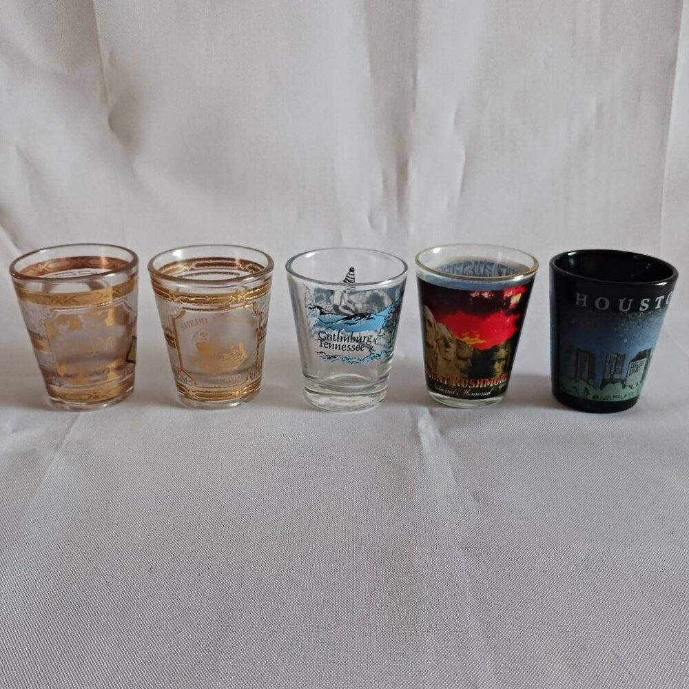 Lot of 5 Novelty Shot Glasses, Including Dollywood